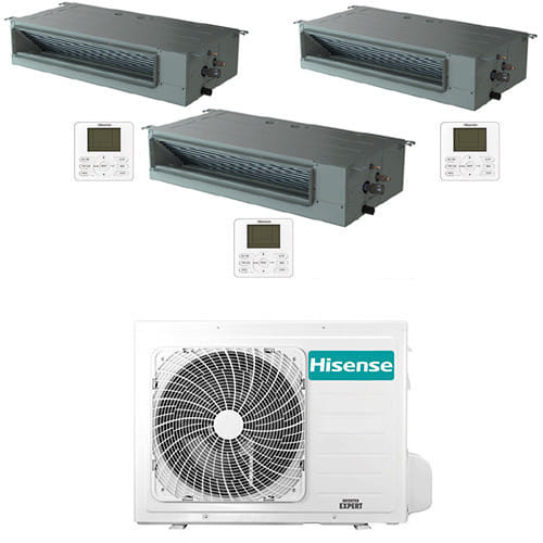 Climatizzatore Condizionatore Hisense Canalizzabile R32 Trial Split Inverter 9000 + 9000 + 12000 Btu Con U.e. 3amw72u4rjc Classe A++/a+