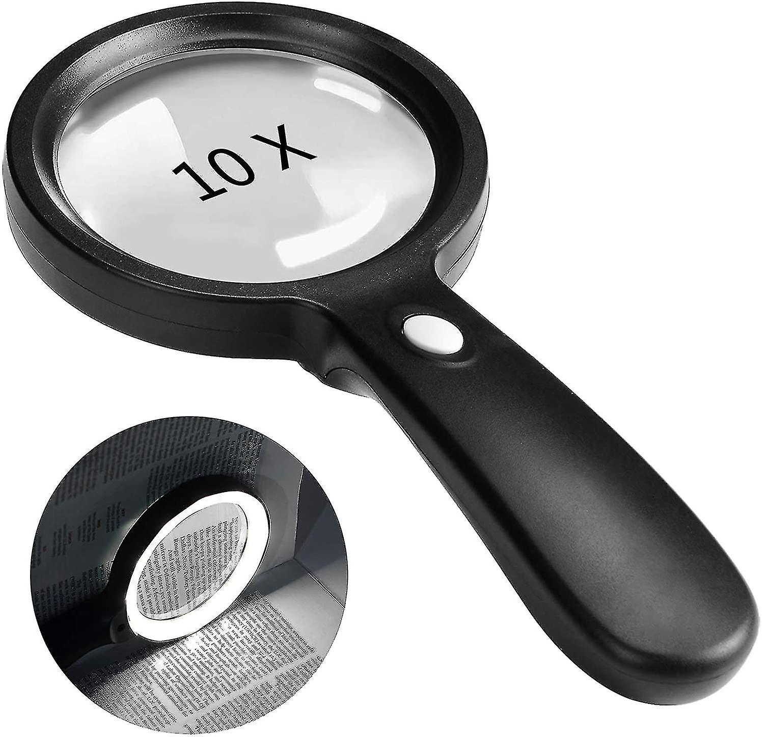 Loupe à main 10x avec éclairage 12 LED, plastique ABS, 14,5 x 9,5 cm, 1 pièce