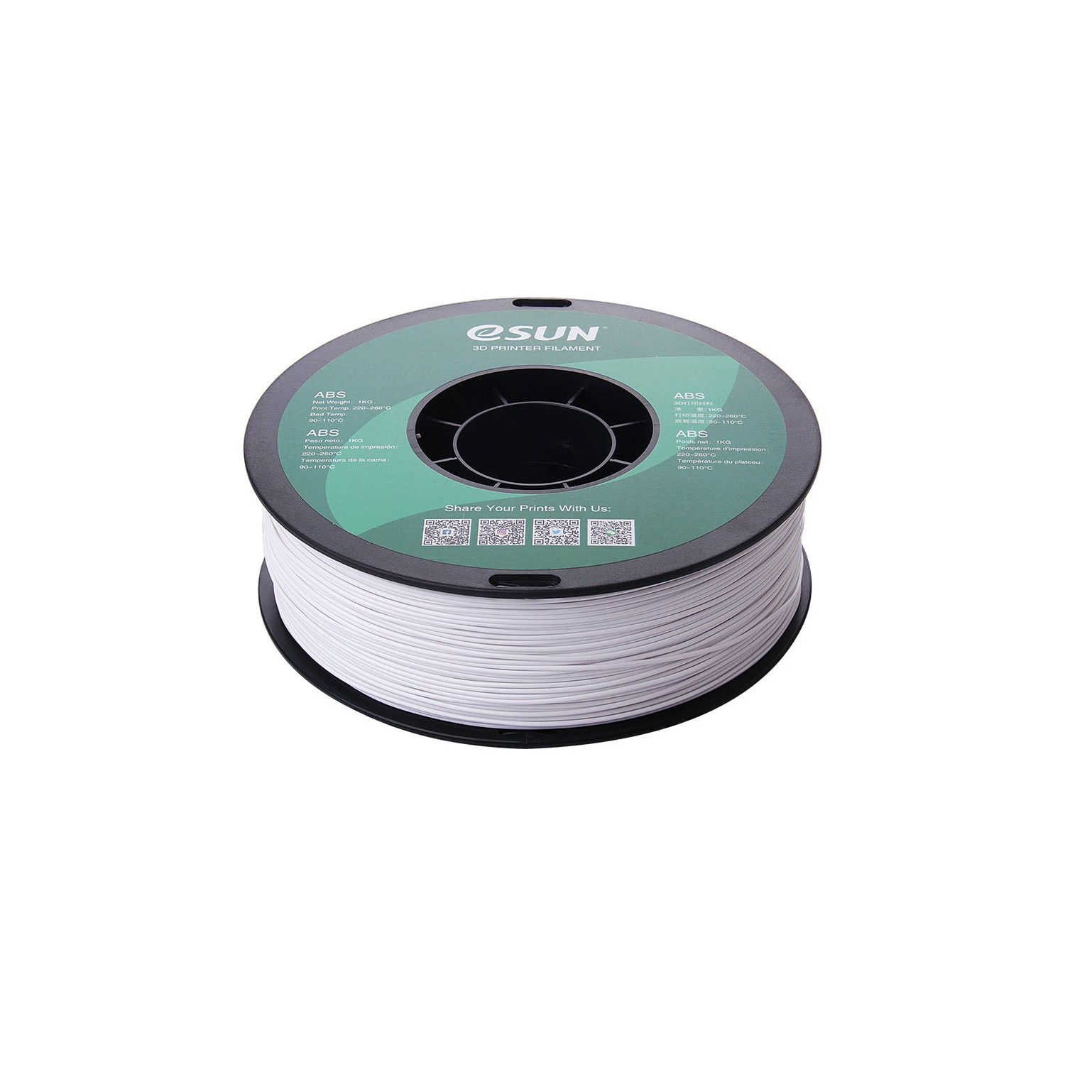 Esun Abs+ Filament, 1.75mm, 1000g Esun Abs+ Filament 1.75mm 1000g Cold White