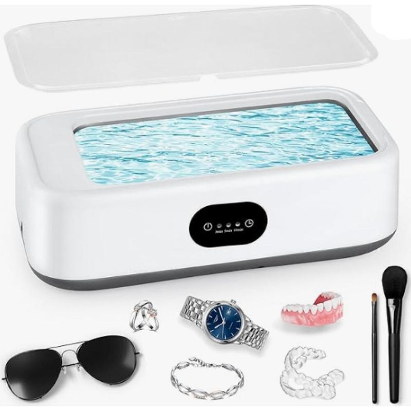 Nettoyeur à ultrasons 640 ml, 49 kHz, 3 minuteries numériques, pour bijoux, lunettes, montres et prothèses dentaires