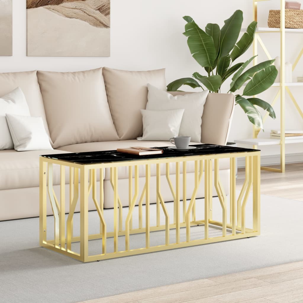 Vidaxl - Table Basse Doré 110x45x45 Cm Acier Inoxydable Et Verre