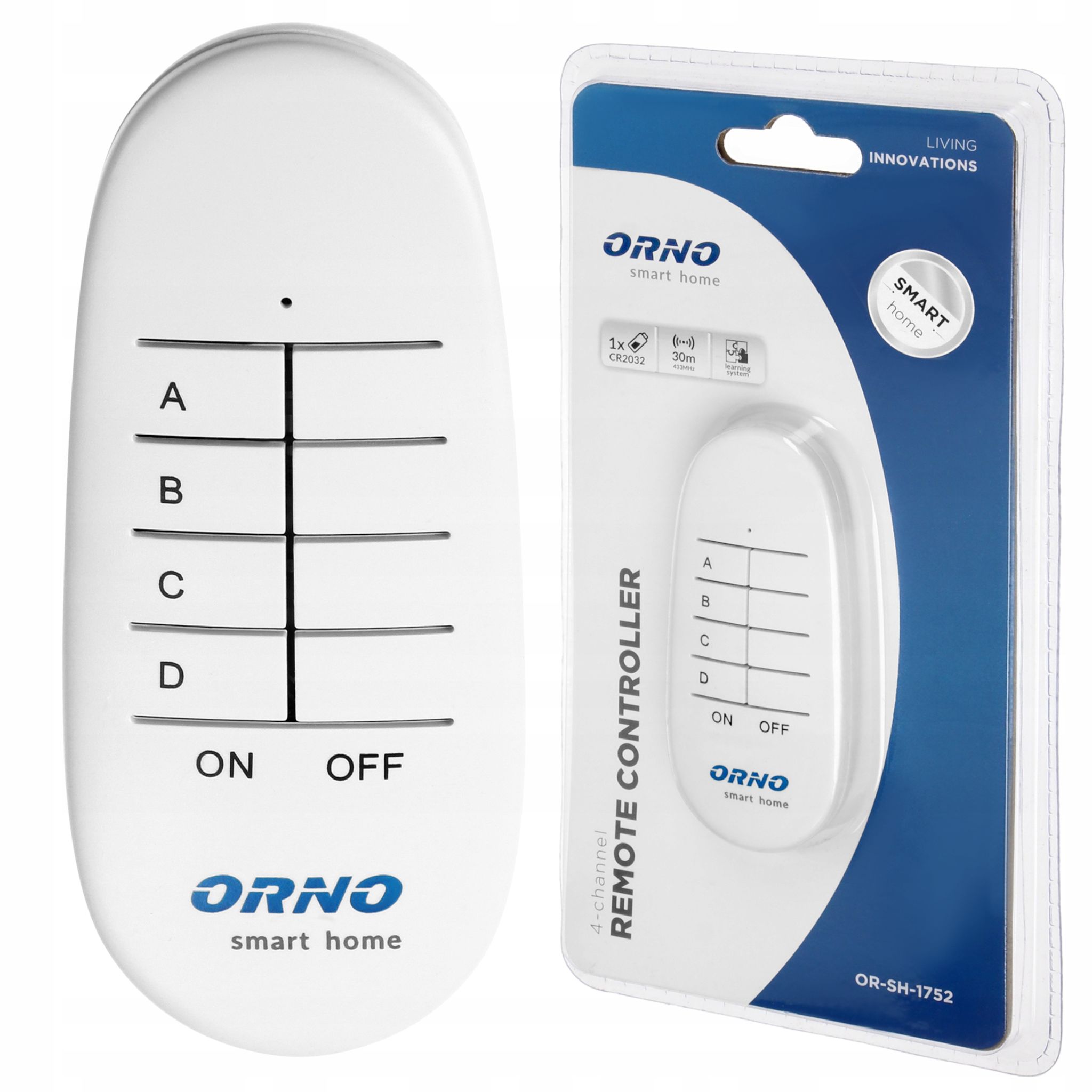 Orno Weiß 4-Kanal-Fernbedienung, Smart Home (Or-Sh-1752)