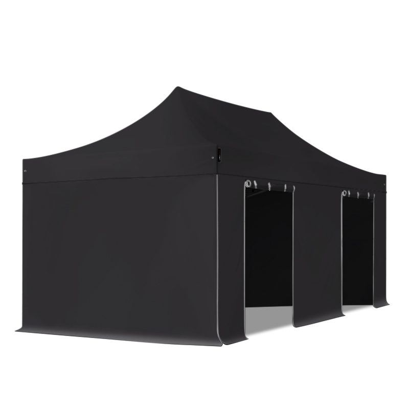 Toolport 3x6 M Pvc 800 Pop Up Gazebo Party Tent Premium Steel 40 Mm, Incl. Sidewalls, Fire Resistant, Black