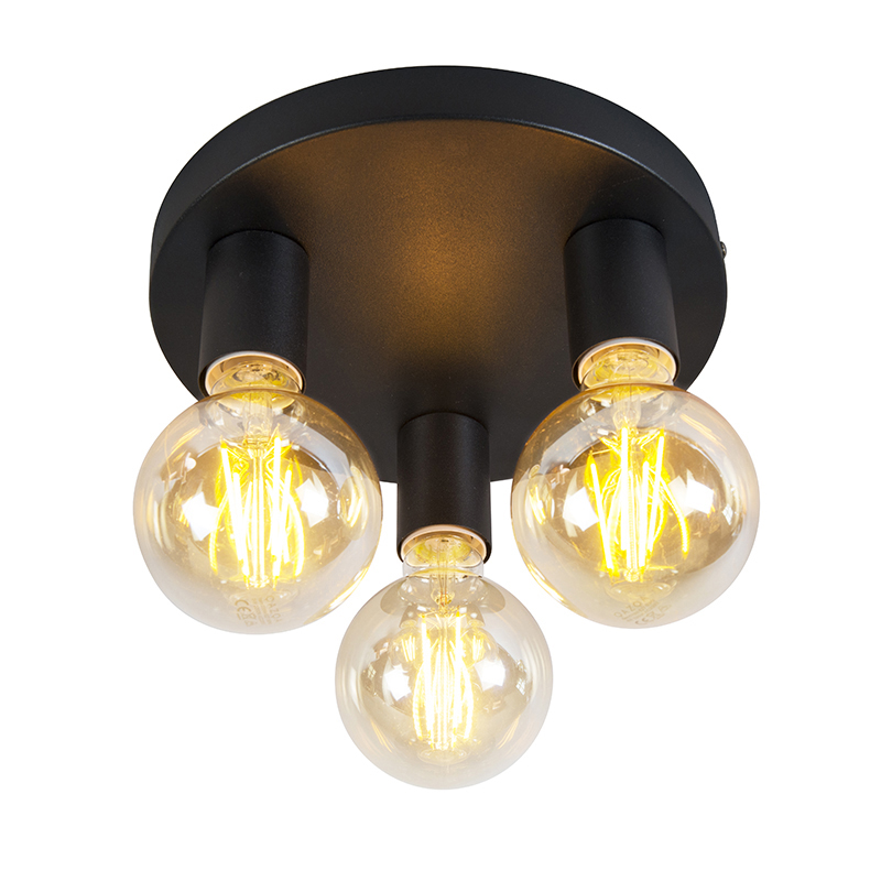 Qazqa Smart Modern Ceiling Light Black Incl. 3 Wifi G95 - Facil