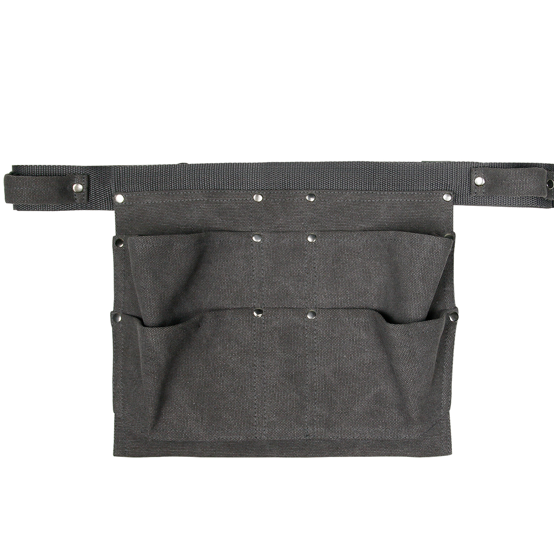 Ceinture porte-outils de jardin en toile cirée imperméable, 4 poches et 2 emplacements, 29,5 x 22 cm, gris argile