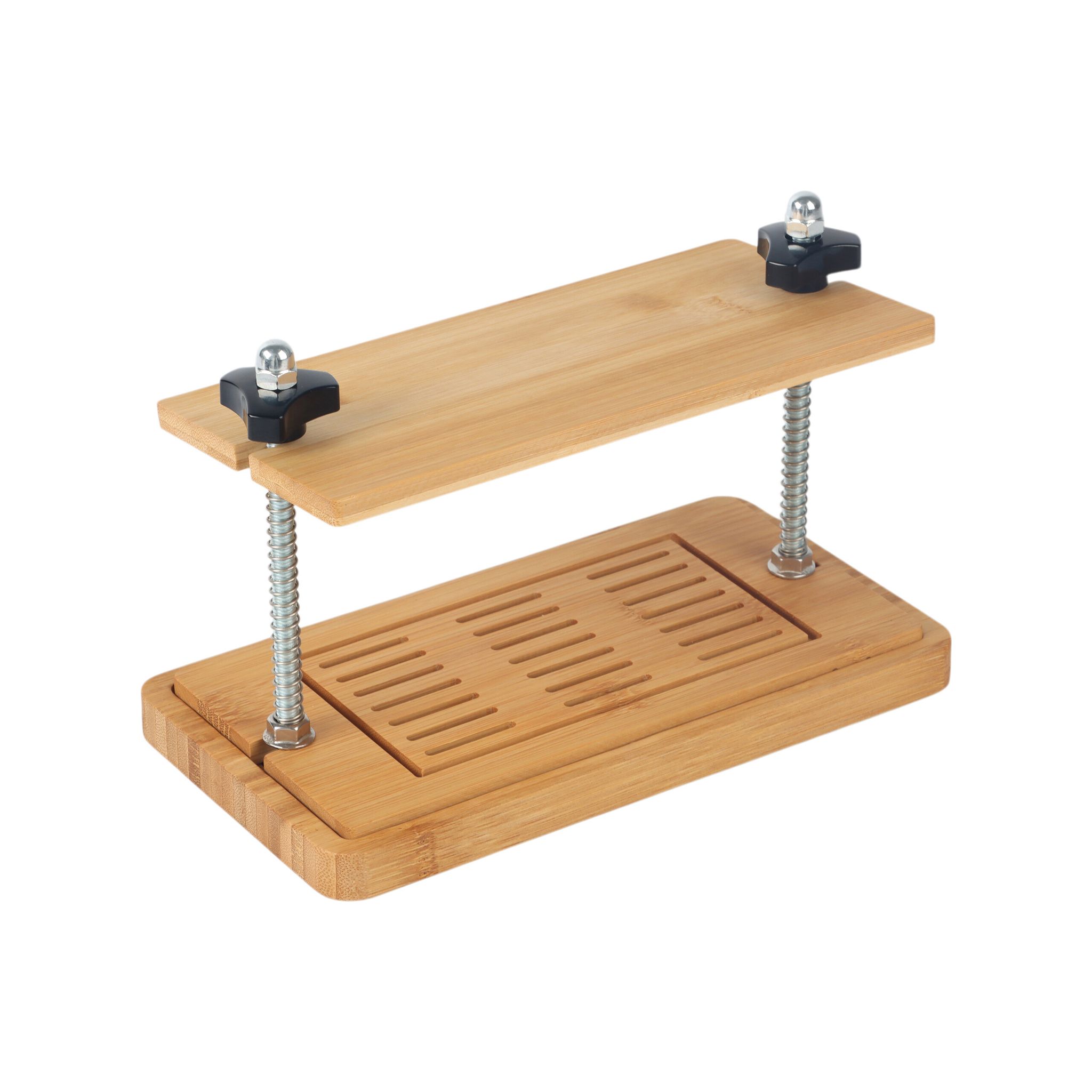 Relaxdays Tofu Press, Bamboo, Stainless Steel, Hxwxd, 17.5 X 25.5 X 14 Cm, Vegan Press Mould With Drip Tray, Natural