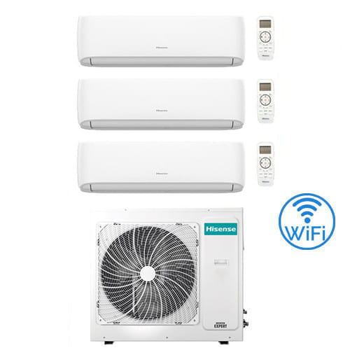 Climatizzatore Condizionatore Hisense Hi Comfort Wifi R32 Trial Split Inverter 9000 + 9000 + 12000 Btu Con U.e. 3amw62u4rjc Classe A++/a+