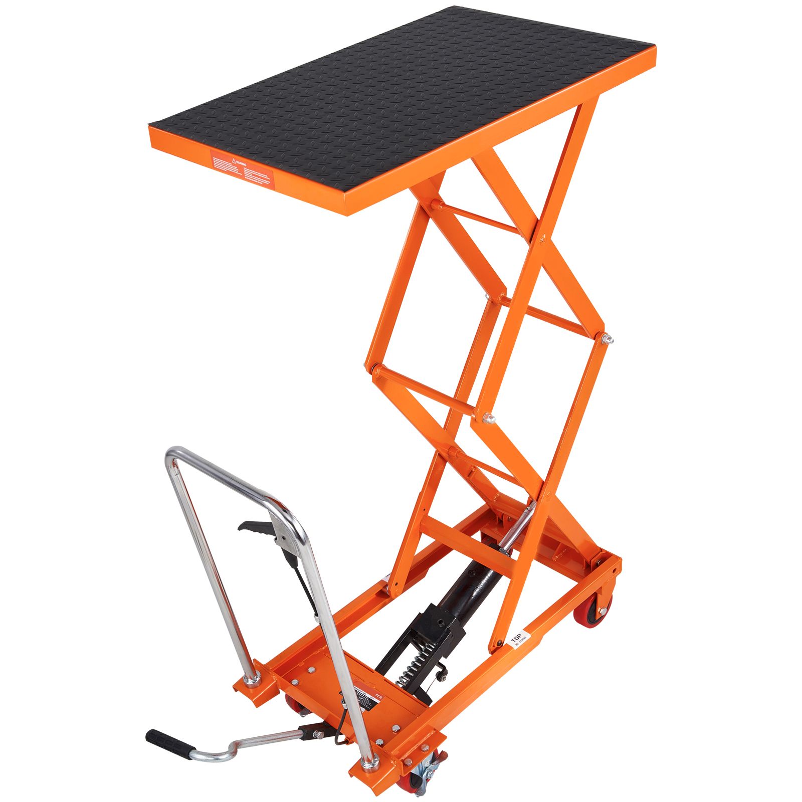 Transpalette à plateau hydraulique 150 kg, table élévatrice double ciseaux, 4 roues, tapis antidérapant