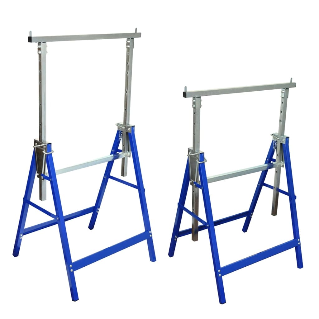 Tréteaux pliables réglables 81-130 cm en acier, charge 150 kg, lot de 2