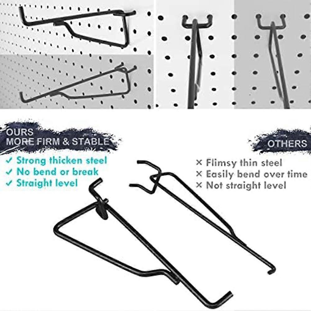 Crochets pour panneaux perforés en fil d'acier 5 mm, charge 20 kg, 15 cm, lot de 8