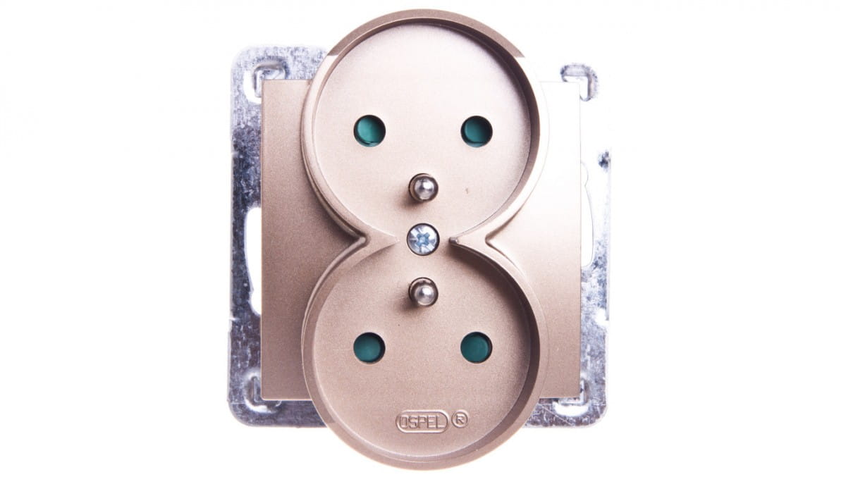 Ospel Gelb Impresja Doppelsteckdose Mit/Mit Jalousien, Goldmetallic Gp-2Yrzp/M/28