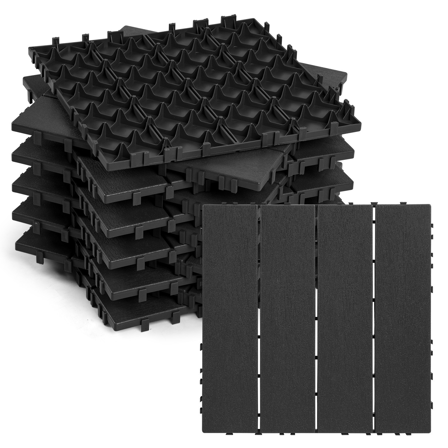 Swanew 66 Piastrelle Per Patio, Piastrelle In Plastica Per Pavimenti Con Sistema A Clic Per Giardini, 30x30 Cm, Marrone