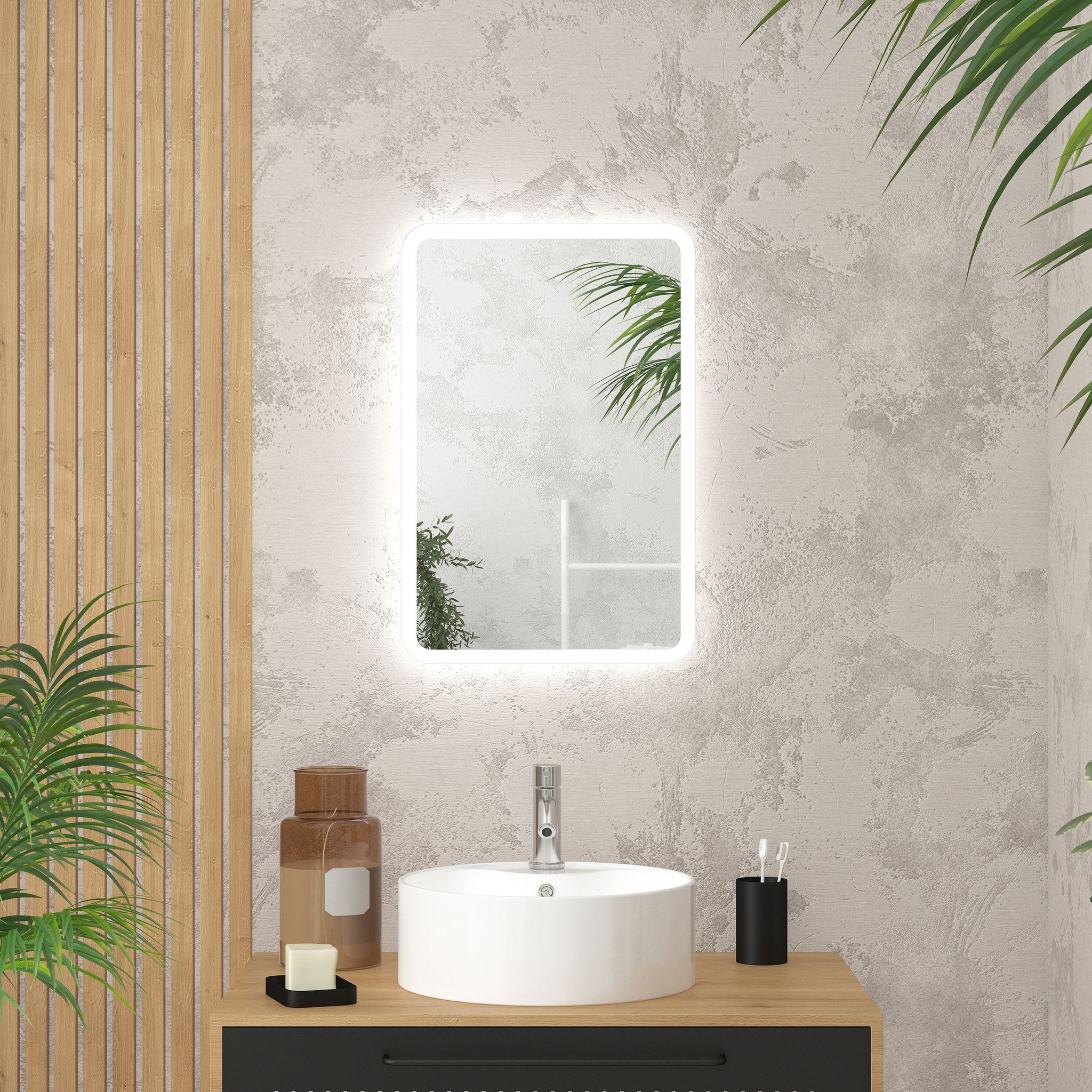 Aurlane - Miroir Salle De Bain Avec Eclairage Led - 40x60cm - Go Led