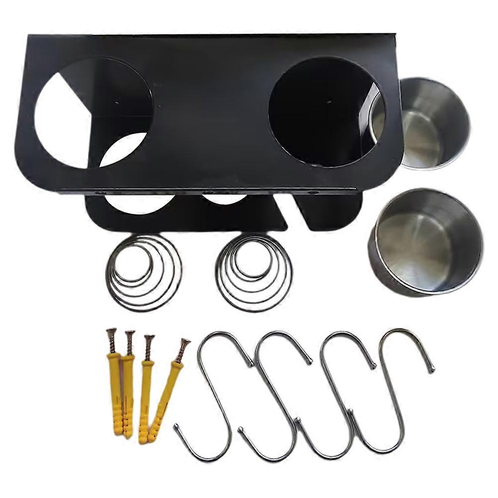 Support mural pour pistolet à graisse avec 2 bacs de récupération, noir