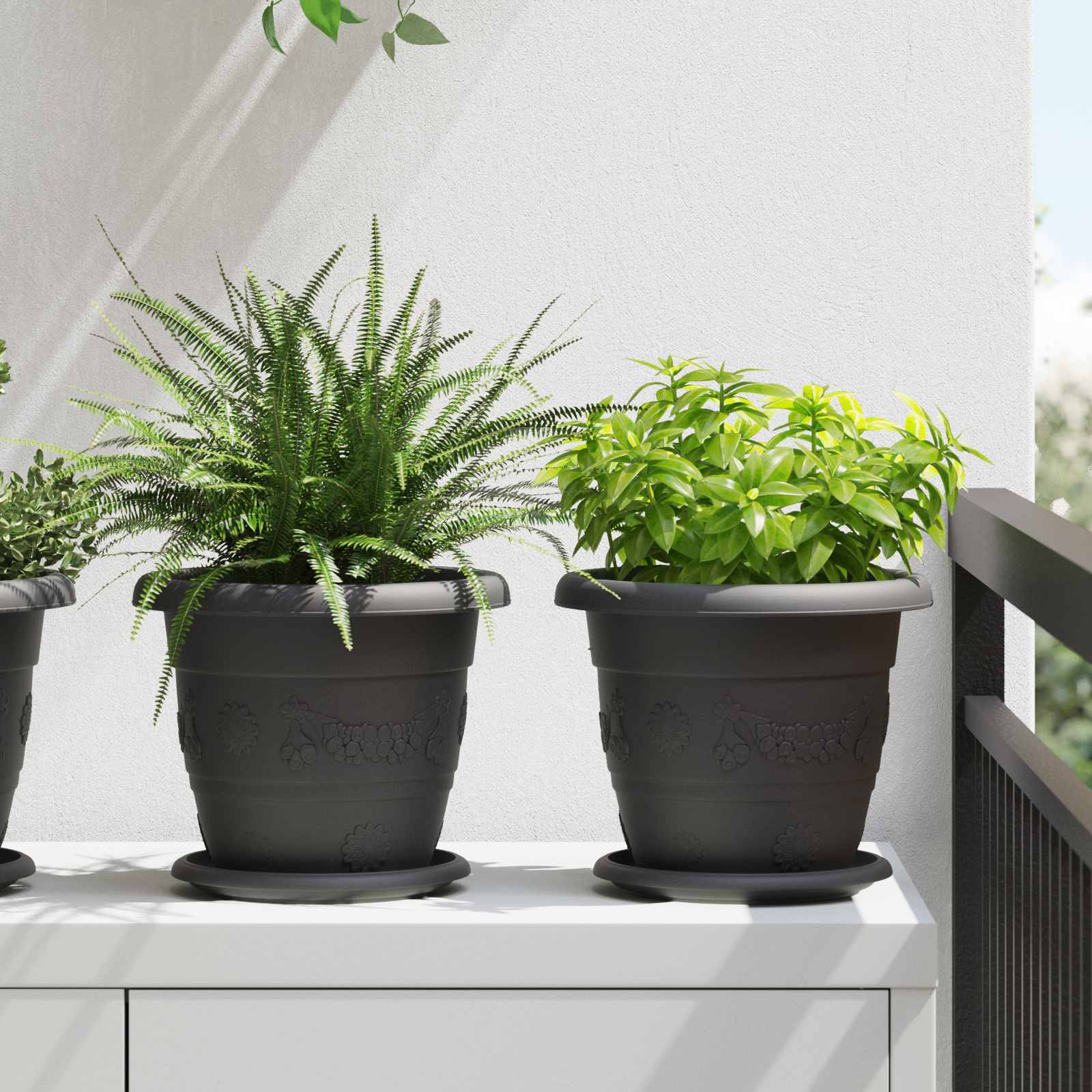 Vidaxl Vasi Per Piante 6 Pcs Nero 22 X 18 Cm Plastica