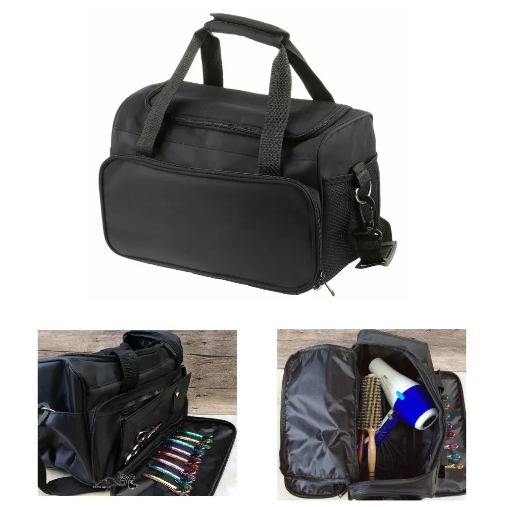 Trousse de transport professionnelle noire pour outils de coiffeur et barbier, grande capacité