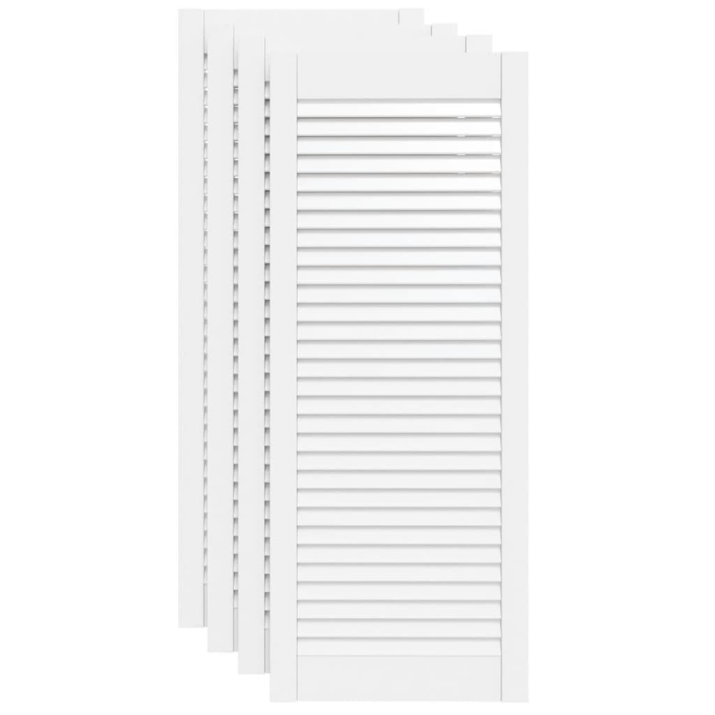 Cabinet Doors Louvred Design 4 Pcs White 99.3x39.4 Cm Solid Wood Pine Vidaxl