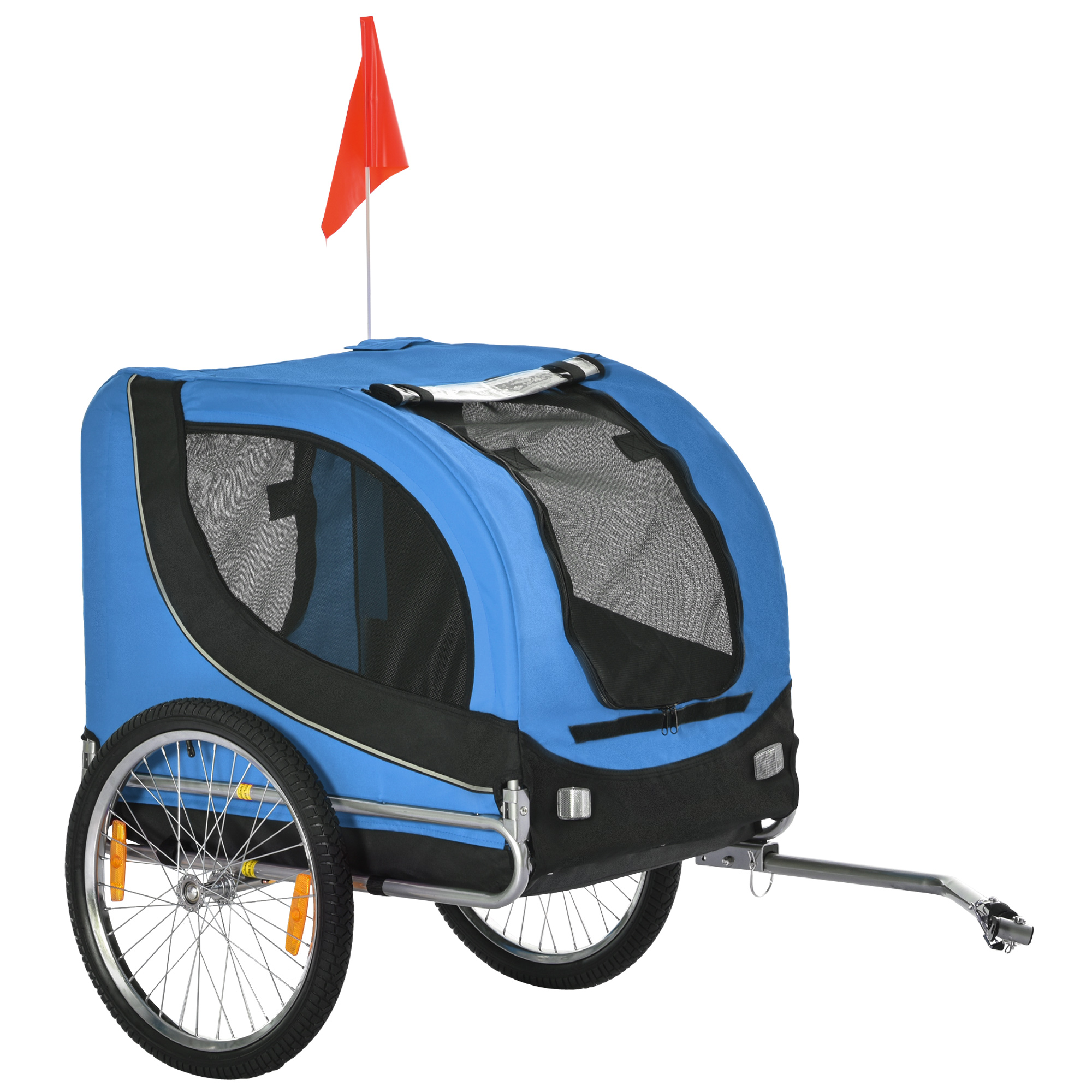 Pawhut - Steel Dog Bike Trailer Pet Cart Carrier For Bicycle Kit Water Resistant Blue