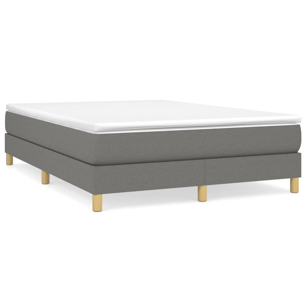 Box Spring Bed Frame Dark Grey 140x200 Cm Fabric Vidaxl