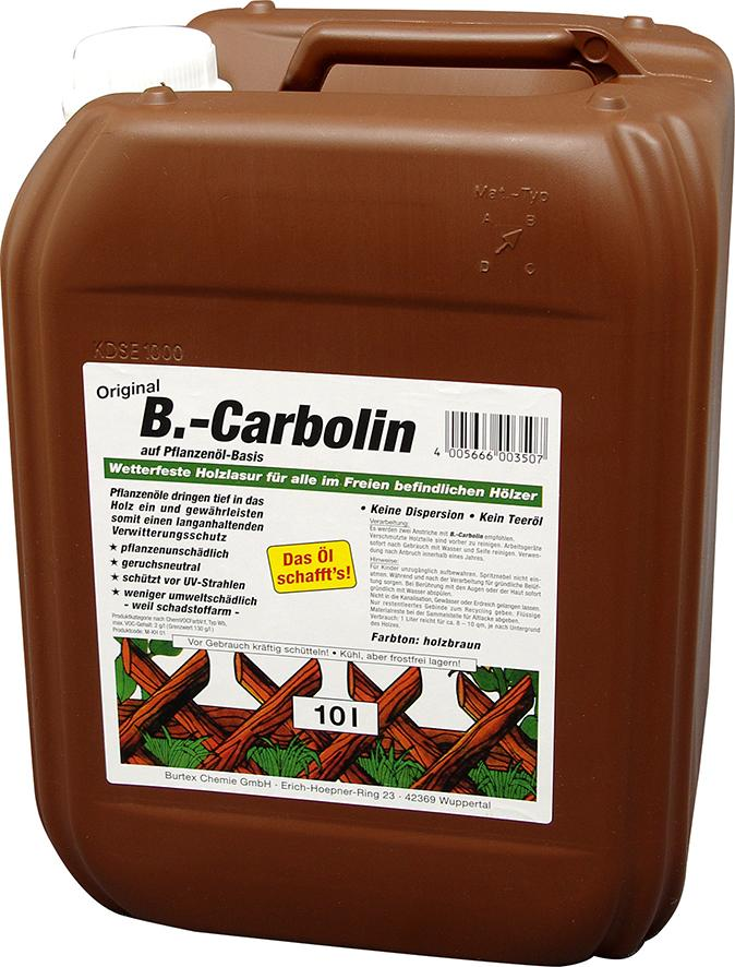 B.-carbolin Holzlasur 10 Liter Holzschutz Zaunfarbe Holzfarbe Zaunlasur