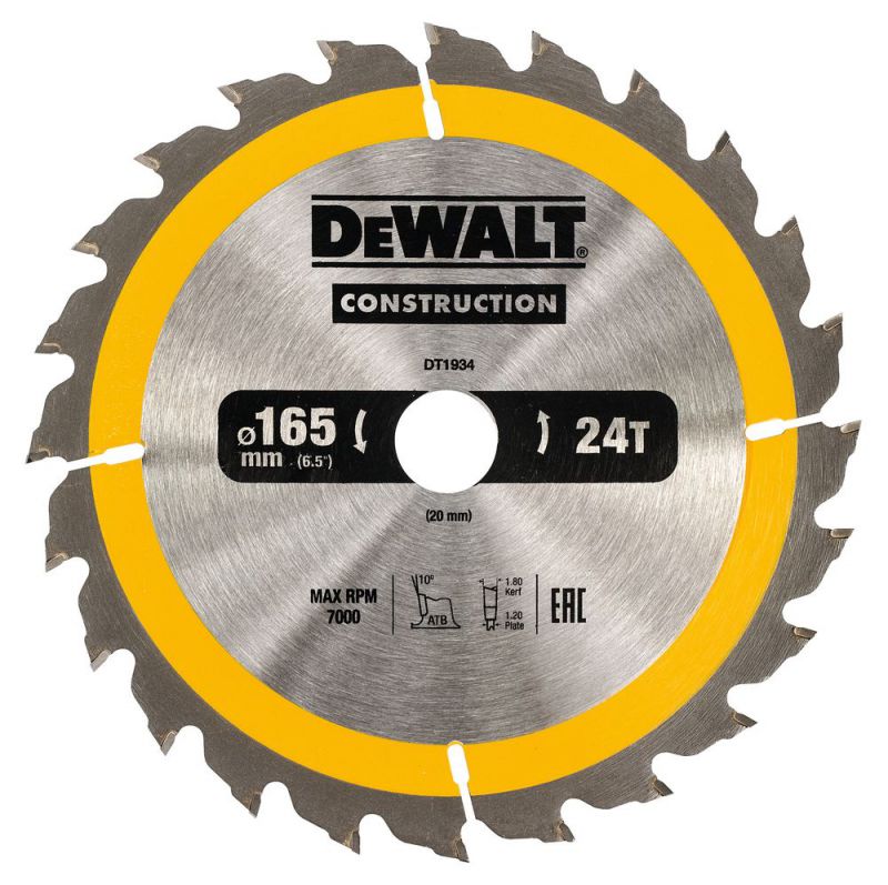 Dewalt Sägeblatt Zum Schneiden Von Holz 165 Mm Konstruktionssägeblatt Dt1934