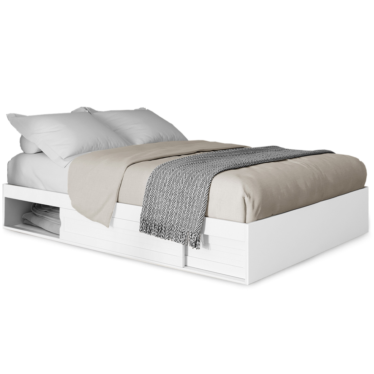 Idmarket - Cadre De Lit Double Salem Avec Rangements Et Sommier 140 X