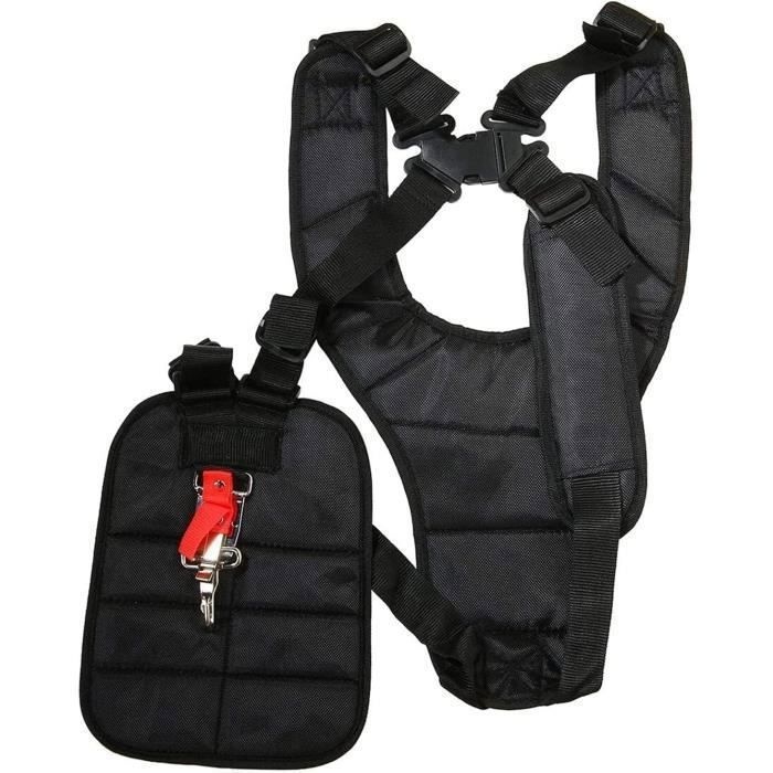 Harnais débroussailleuse réglable, sangle double bandoulière rembourrée, noir