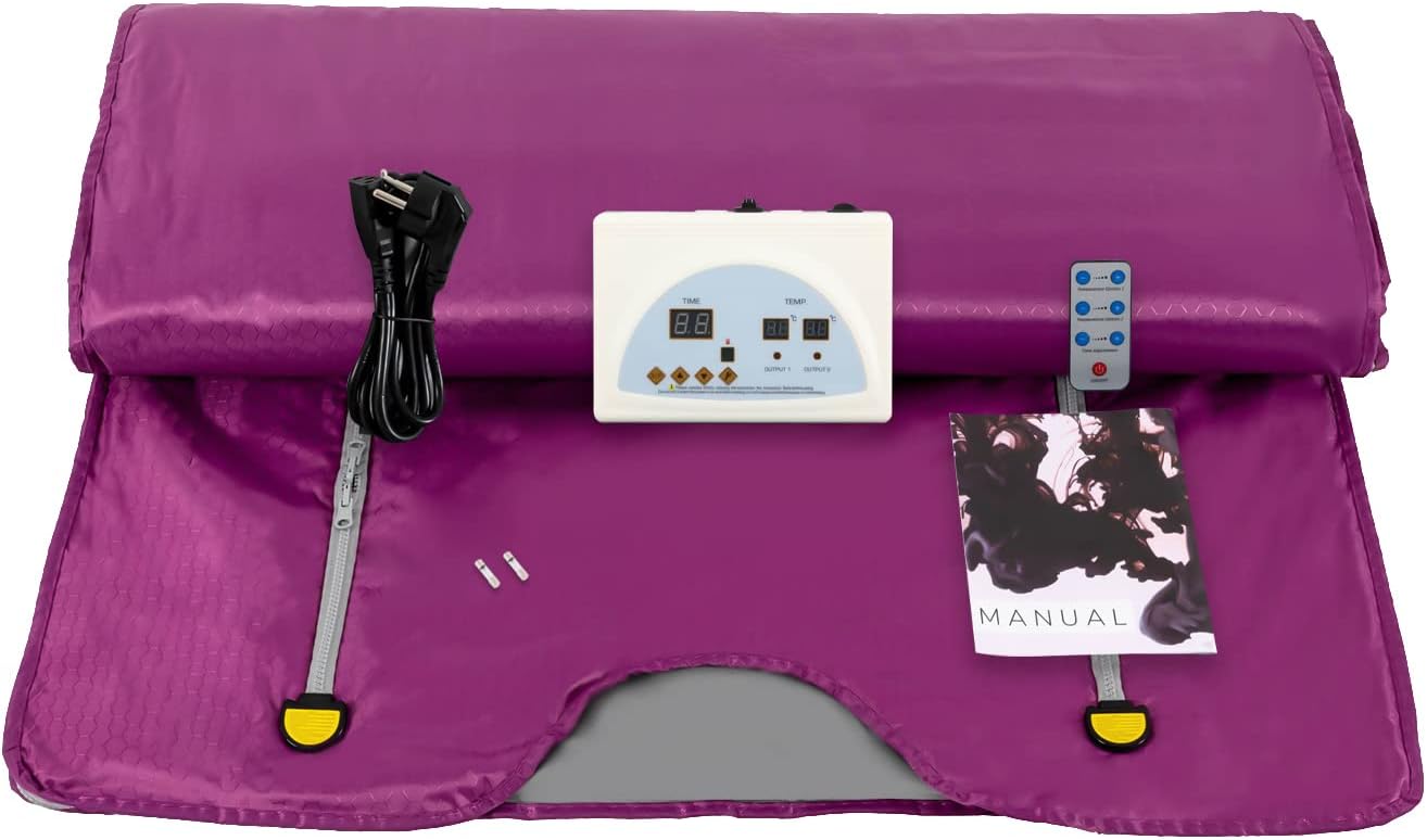 Cabina A Infrarossi, Coperta Per Sauna A Infrarossi Lontani Da 650 W, Coperta Modellante Per Il Corpo, Coperta A Vapore Professionale Con Controller A 2 Zone E Telecomando (viola)
