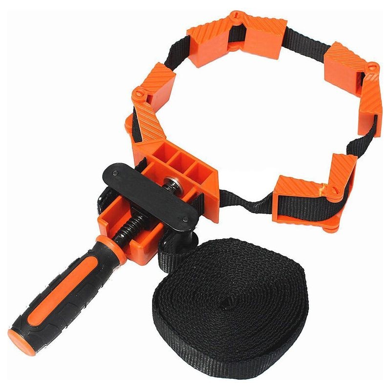 Presse à cadre à sangle de serrage en nylon et plastique, bloc flexible 35° à 135°, sangle 4 m, pour objets polygonaux