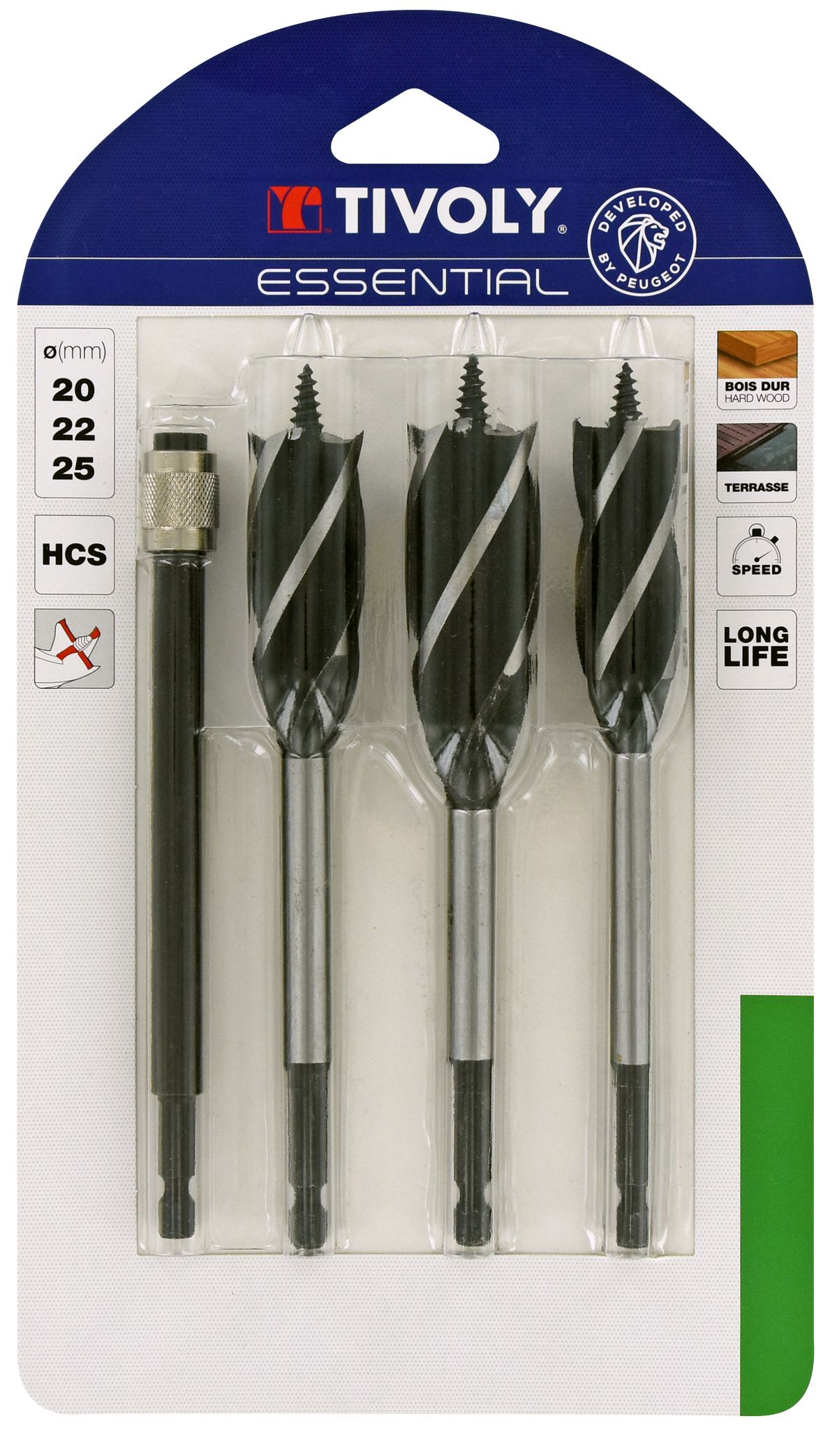Set Da 4 Pezzi 3 Punte Per Legno A 4 Taglienti Da 20 A 25 Mm 1 Prol...