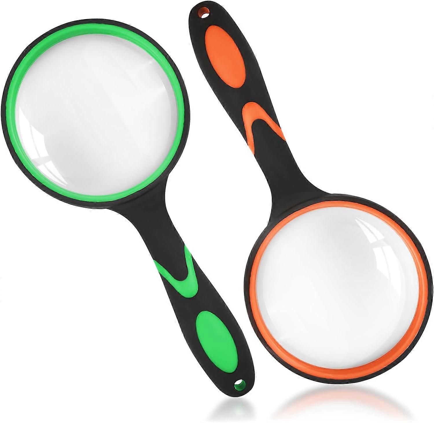 Loupe de poche avec poignée en caoutchouc antidérapante, verre antireflet, lot de 2