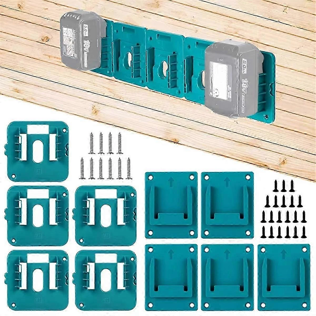 Support de rangement mural pour 10 batteries Makita 14,4 V et 18 V Li-ion, plastique robuste, bleu