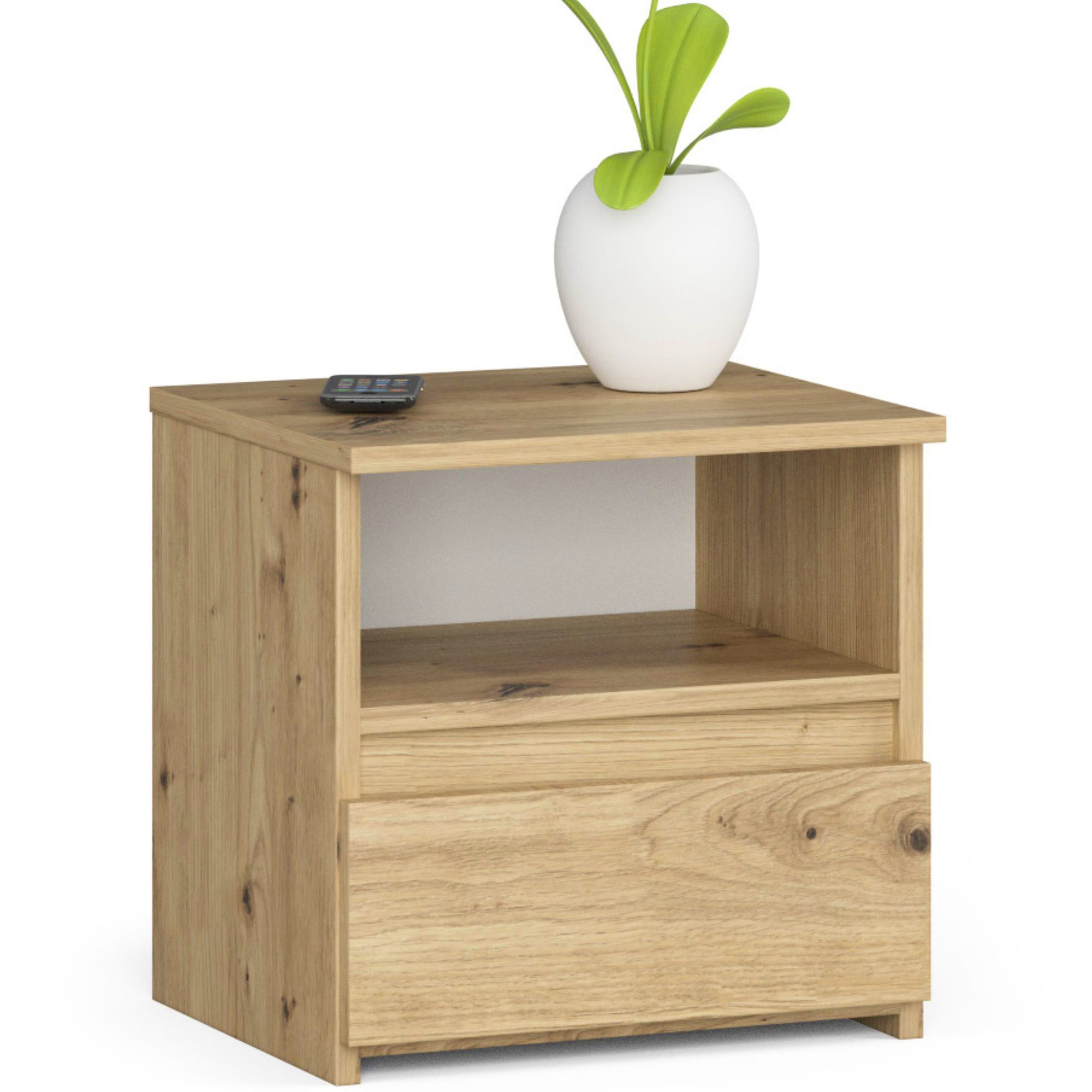 Akord - Table De Chevet Cl1 Chêne Artisan 40 Cm 1 Tiroir Façade Chêne