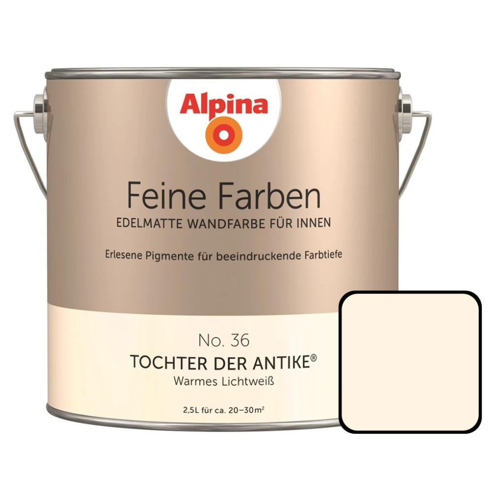 Feine Farben No. 36 Tochter Der Antike 2,5 L Warmes Lichtweiß Edelmatt Wandfarbe - Alpina