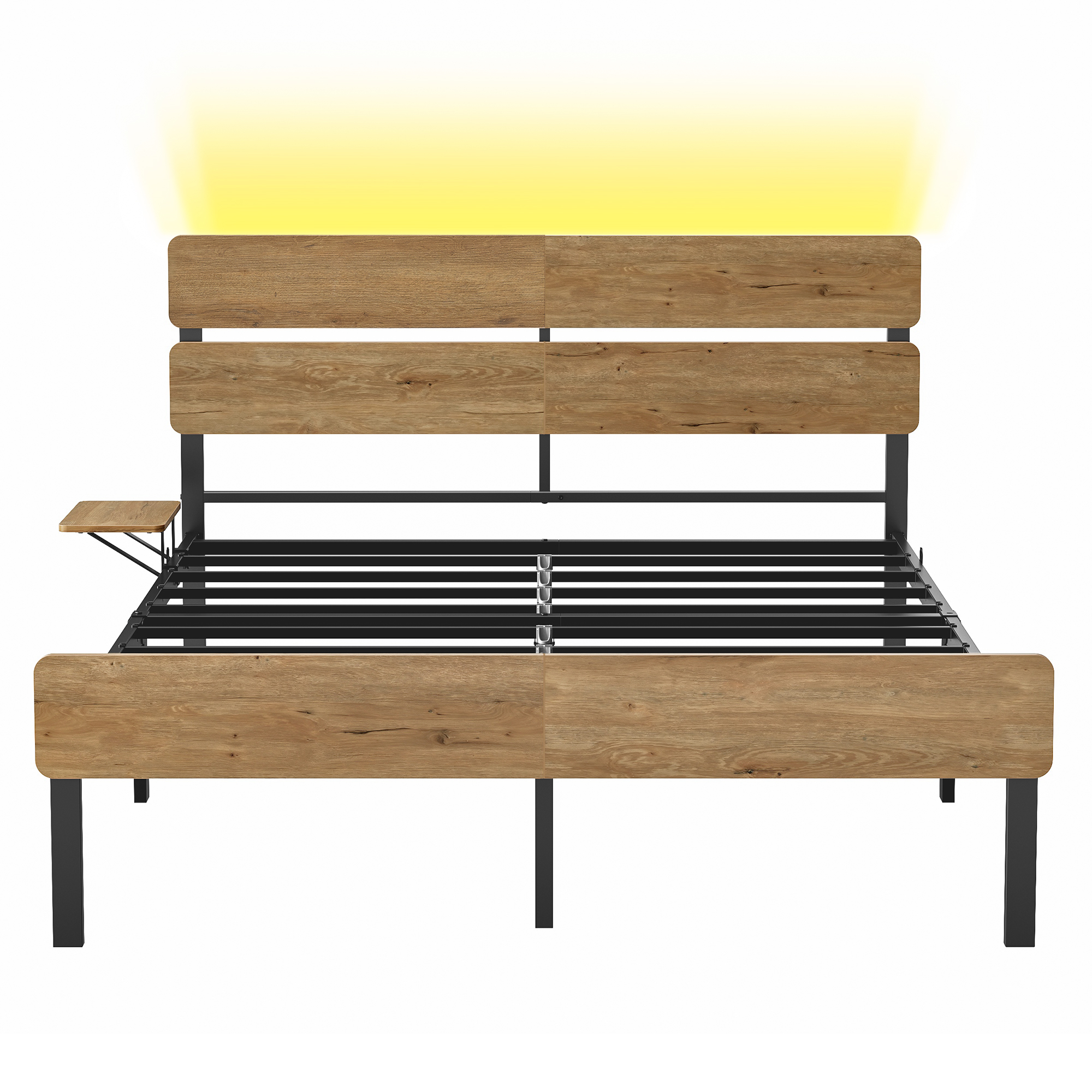 Vasagle – Cadre De Lit 140 X 190 Avec Sommier Métal – Éclairage Led 25