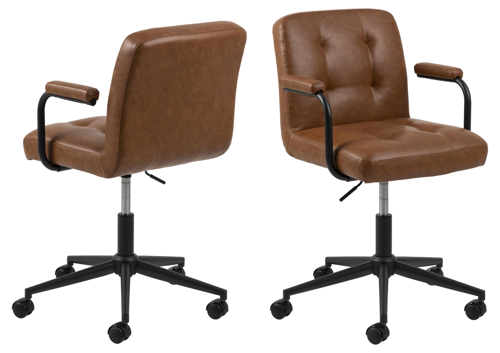 Act Nordic Cosmo Schreibtischstuhl Mit Armlehnen Cognac-Pu Und Schwarzes Metall Für Büro - Bild 6