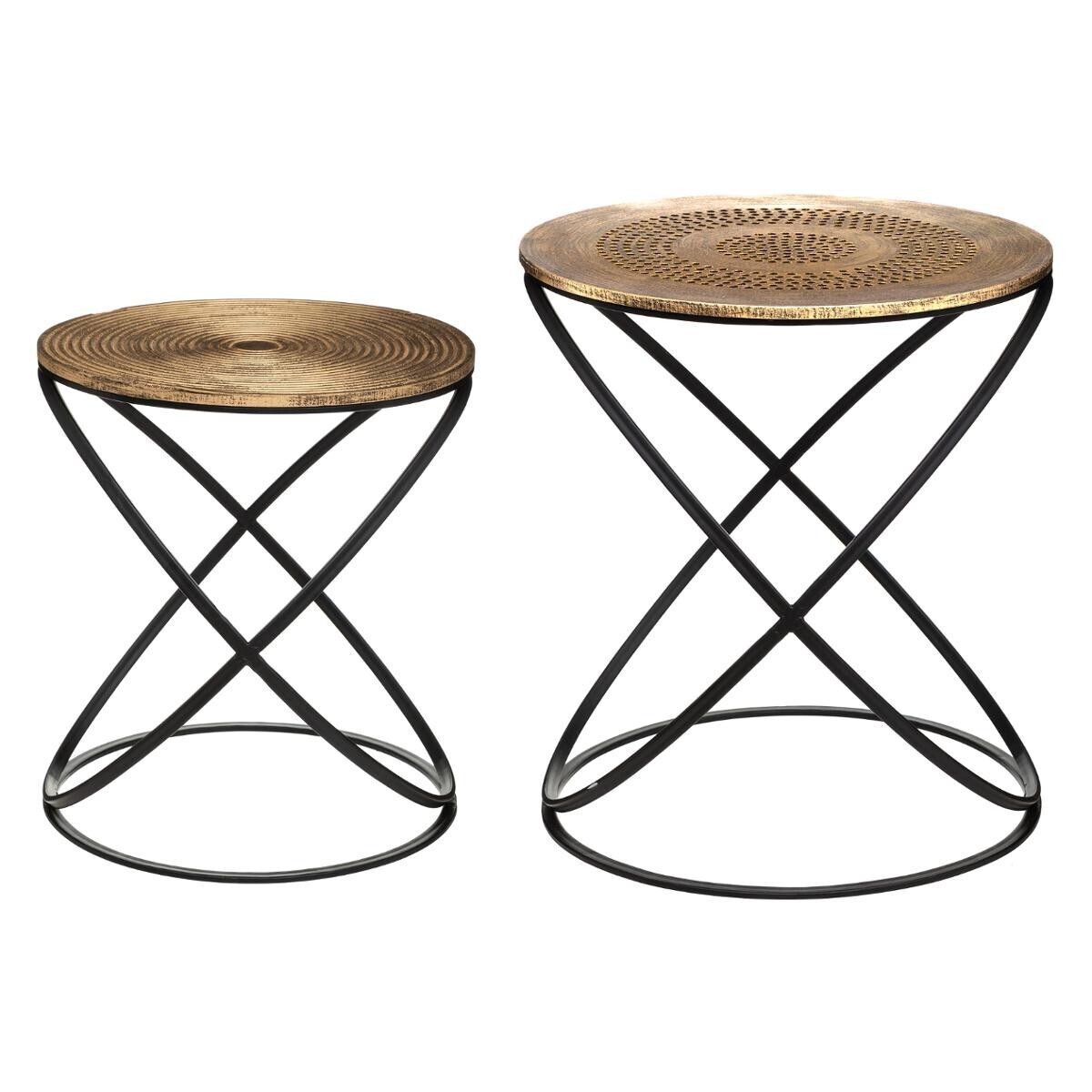Atmosphera - Tables Gigognes Etnik Cuivre D34 40cm Créateur D'Intérieur