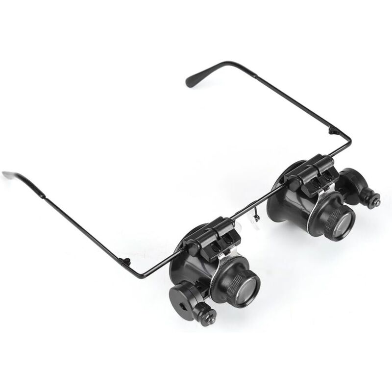 Loupe frontale à 20x avec éclairage LED réglable, verre ajustable sur monture ABS et métal