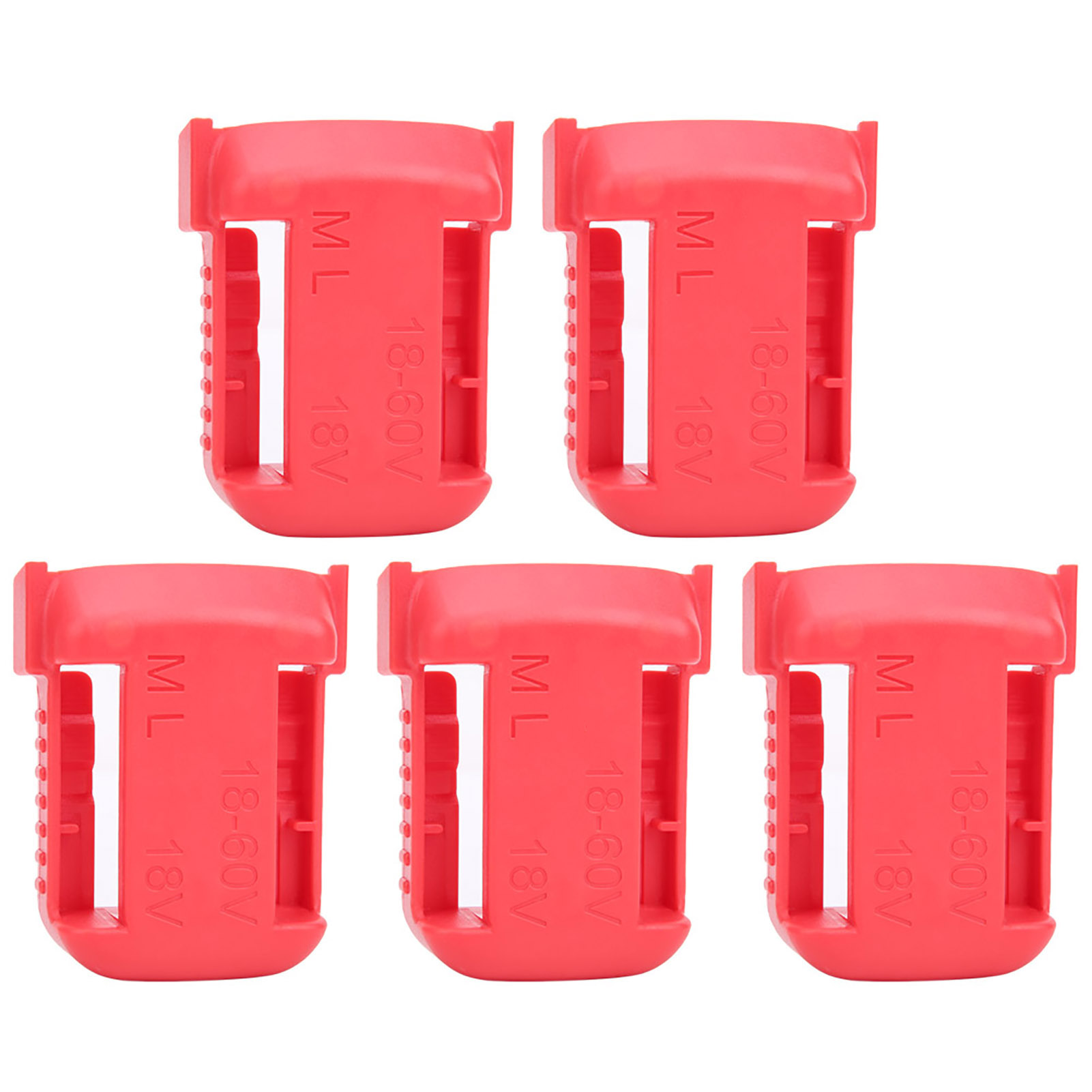 Support de rangement pour batterie Milwaukee 18 V, fixation par ceinture, ABS+PC, rouge, lot de 5
