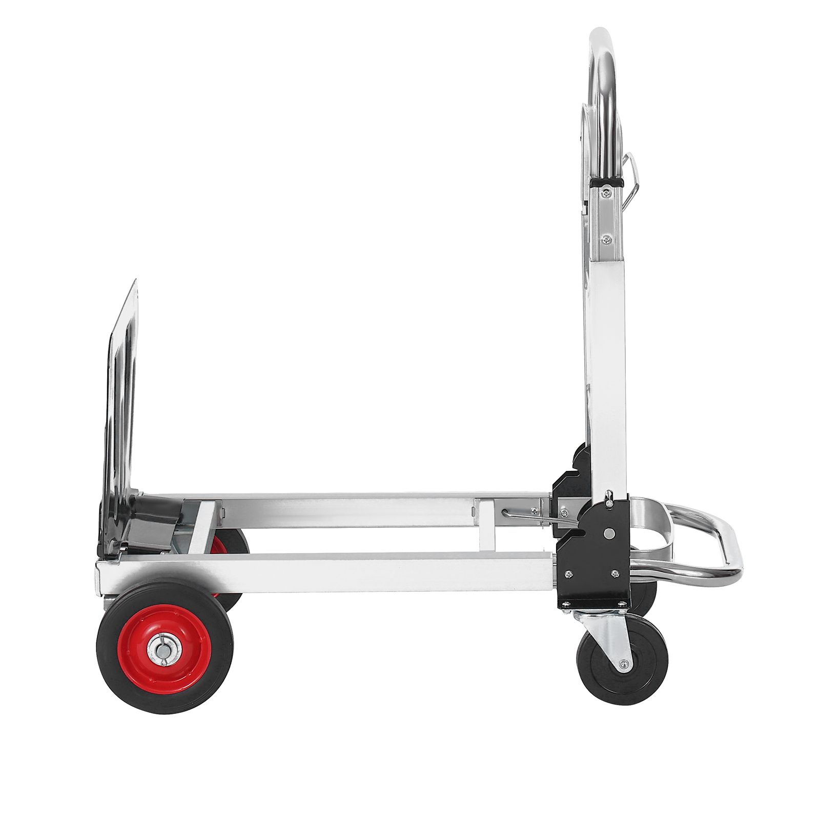 Diable convertible en plateforme, aluminium et acier, capacité 181,4 kg, roues caoutchouc avec frein