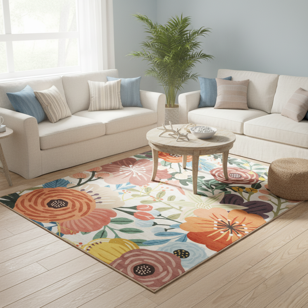 Floordirekt – Tapis De Salon Moderne À Motif Floral Coloré 160 X 230 Cm