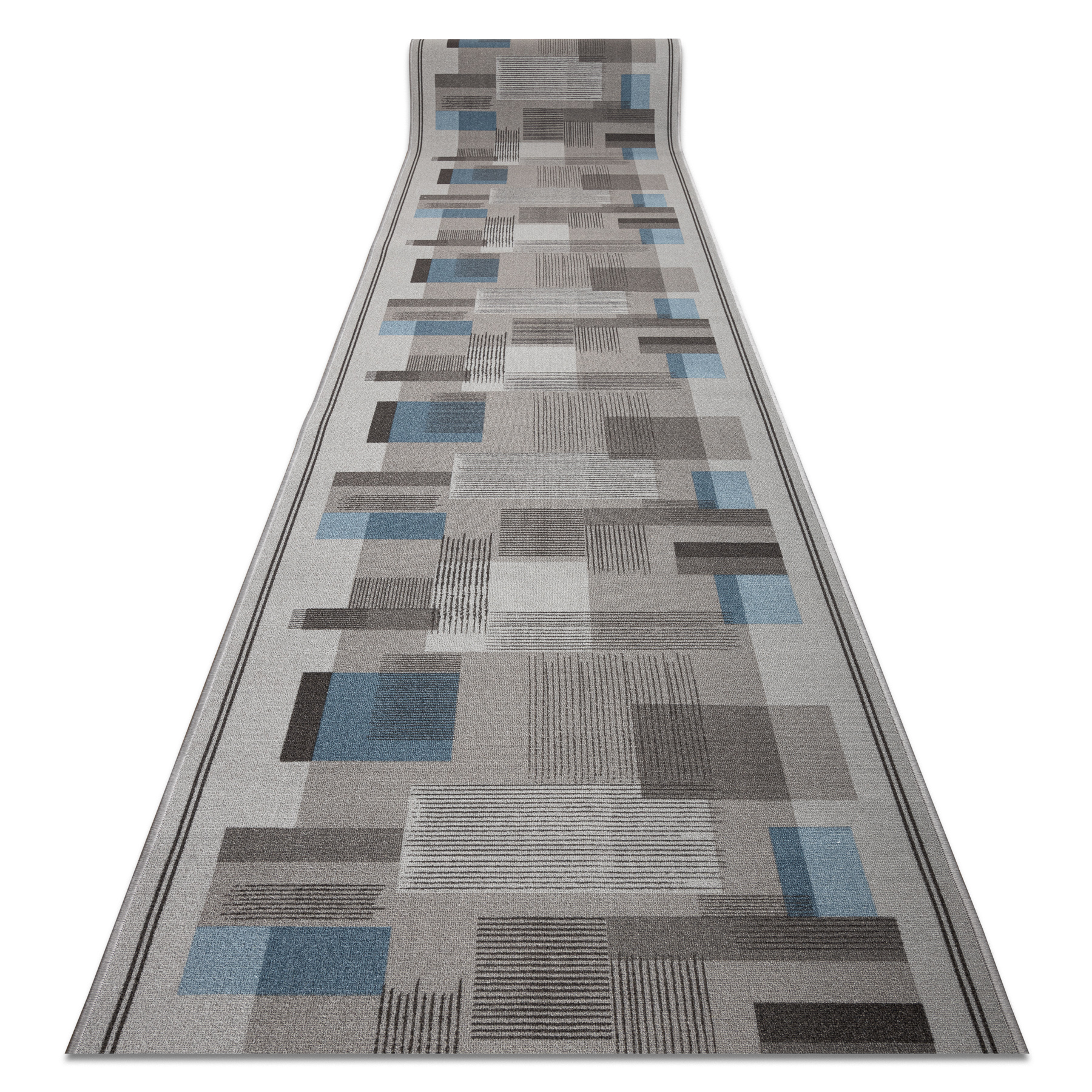 Läufer Antirutsch Listra Geometrisch, Rutschfest Grau 67cm Grey 67x730 Cm
