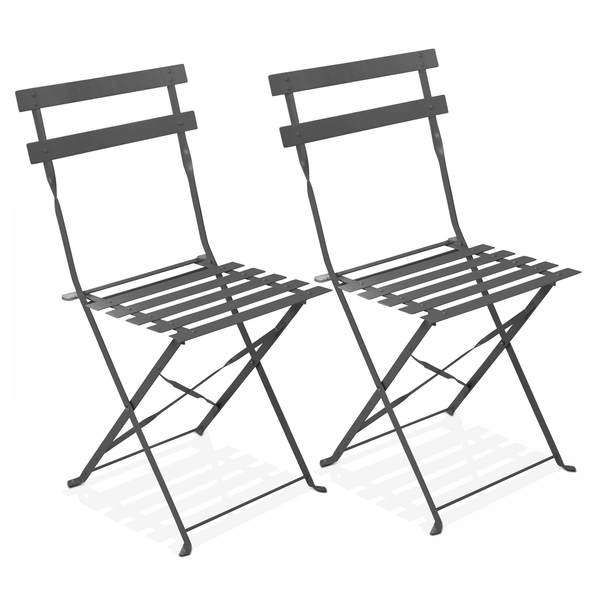 Oviala - Lot De 2 Chaises Pliantes En Acier Grises