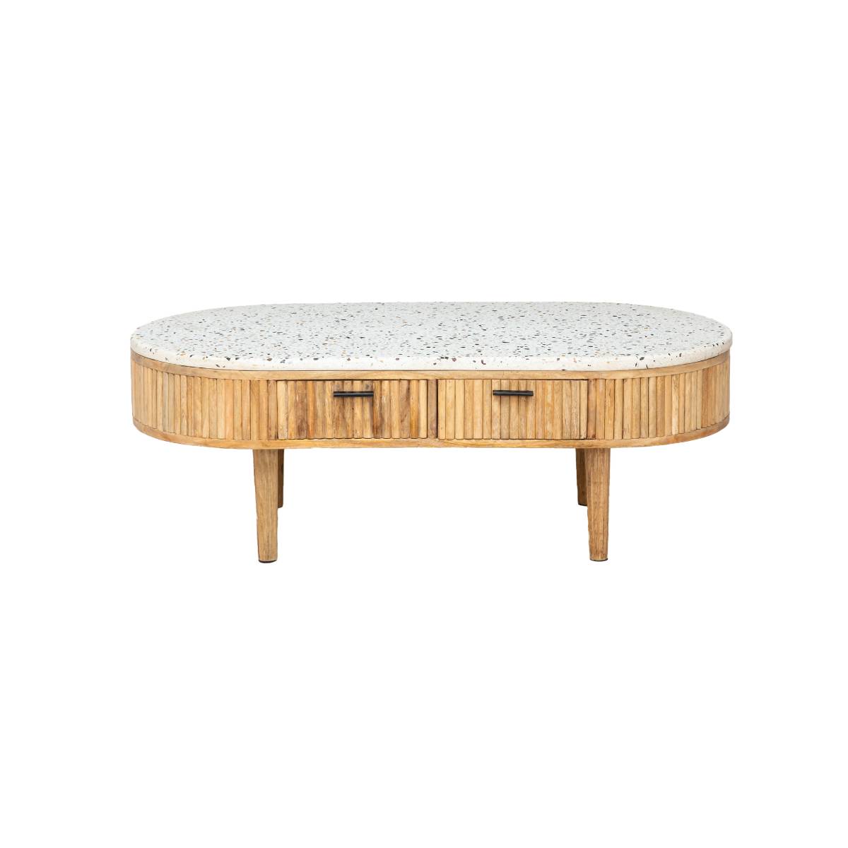 Made In Meubles - Table Basse En Terrazzo Et Bois De Manguier Ambrine