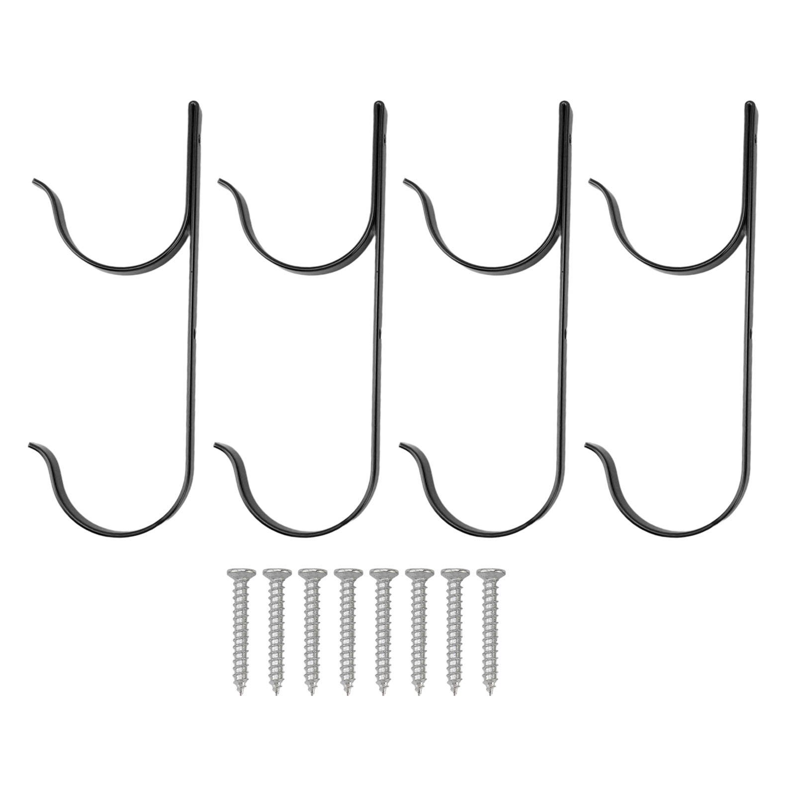 Support de rangement mural en alliage d'aluminium noir pour perches et outils, lot de 4