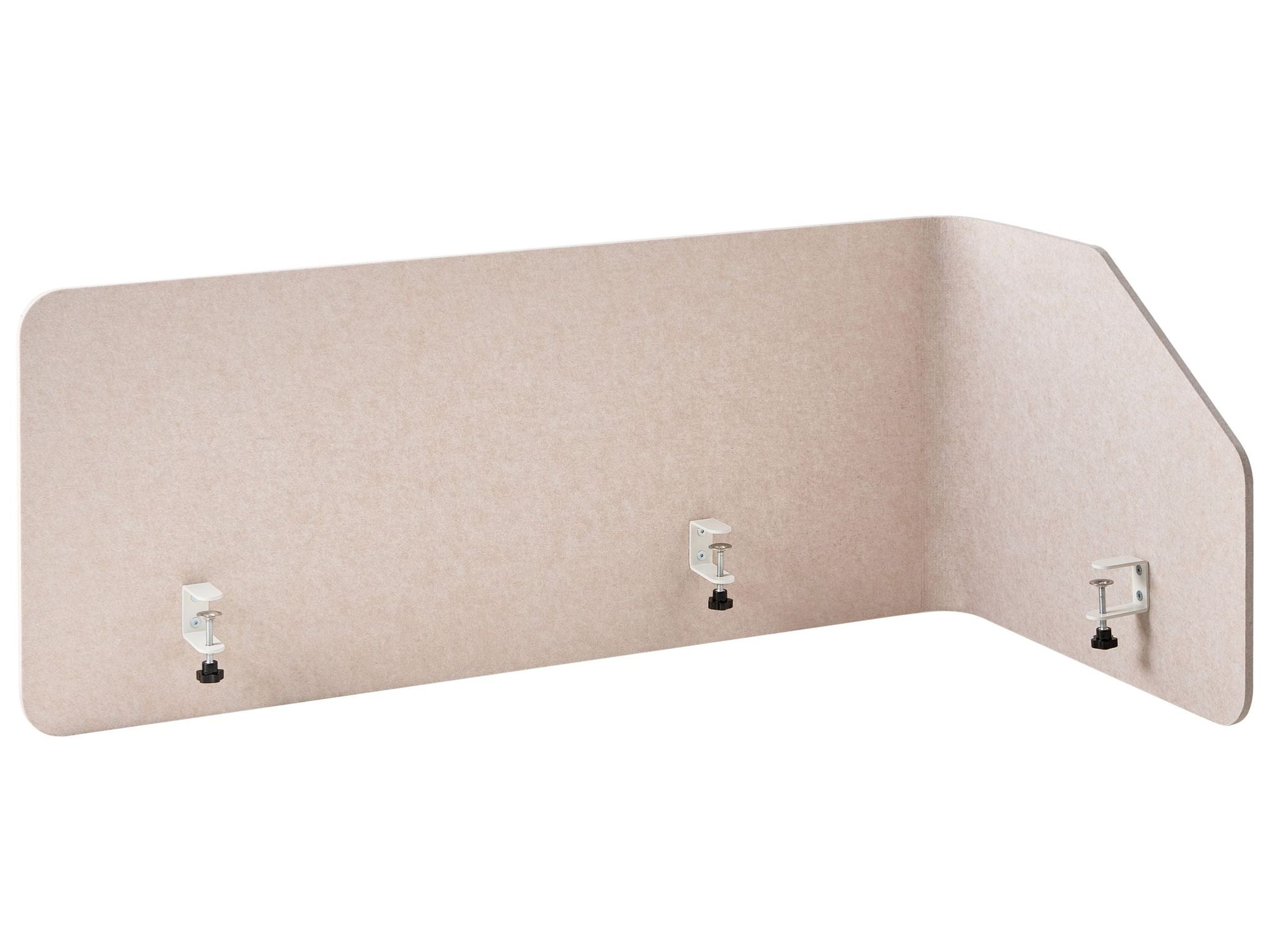Beliani Corner Desk Screen Beige Pet Board Steel Mounting Camps 120 X 60 X 50 Cm Acoustic Screen Modular Home Office Foldy
