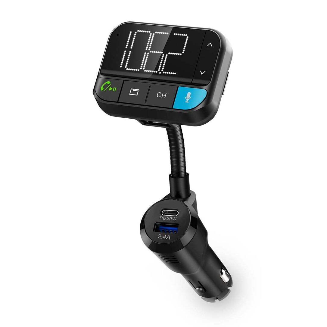 Nedis Weiss Autoradio Zubehör, Kfz Audio Fm Transmitter Schwanenhals Freisprechend 2 Scharz- Monitor Bluetoot - Bild 3