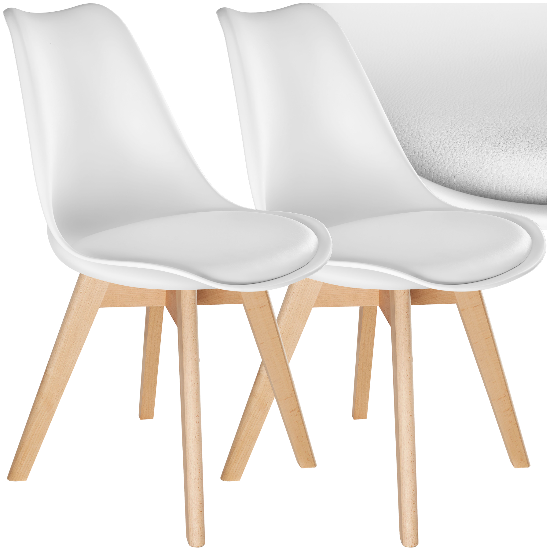 Lot 2 Chaises Salle À Manger Style Scandinave Forme Ergonomique Blanc