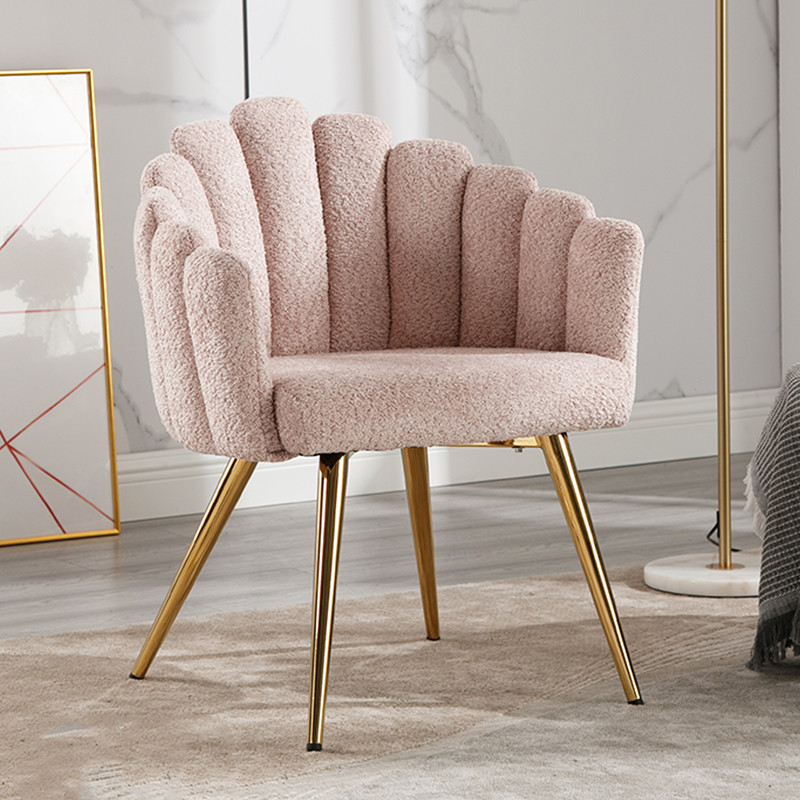 Wahson Fauteuil Relax Moderne Avec Pieds Dorés – Tissu Rose Clair