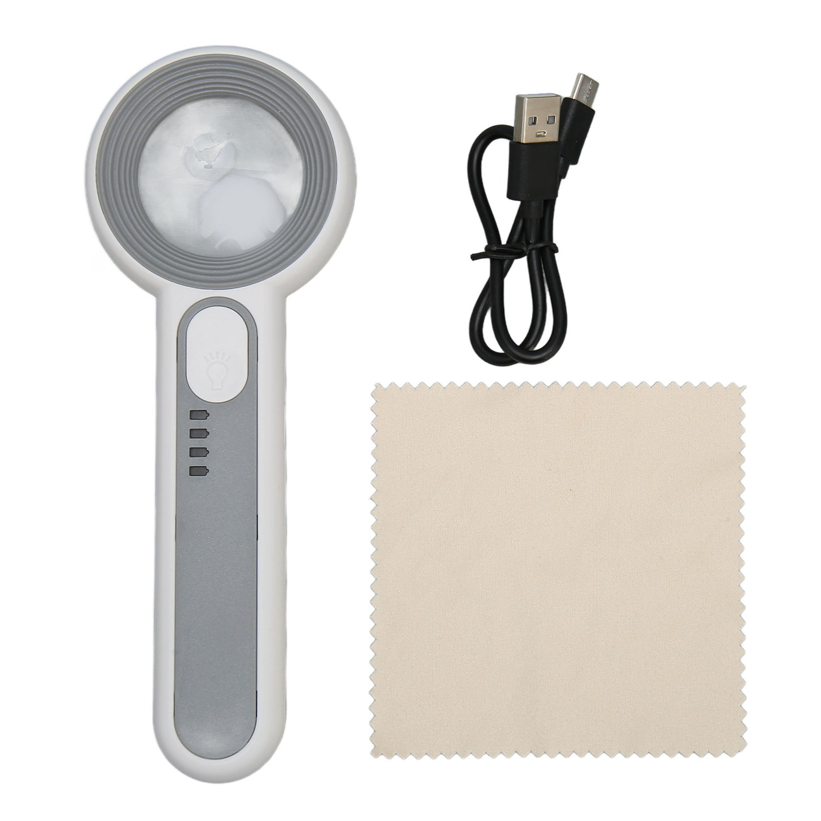 Loupe à main 11x rechargeable avec éclairage LED 3 niveaux, bouton tactile